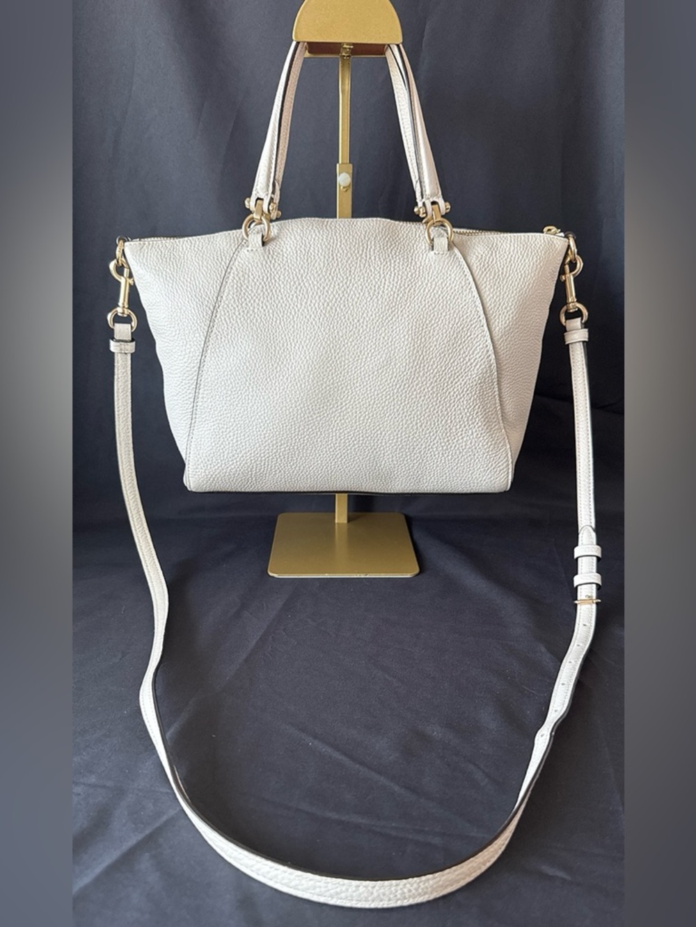 Coach Prairie Satchel Chalk White Pebbled Leather With Red Cherry Charm - Picture 2 of 13